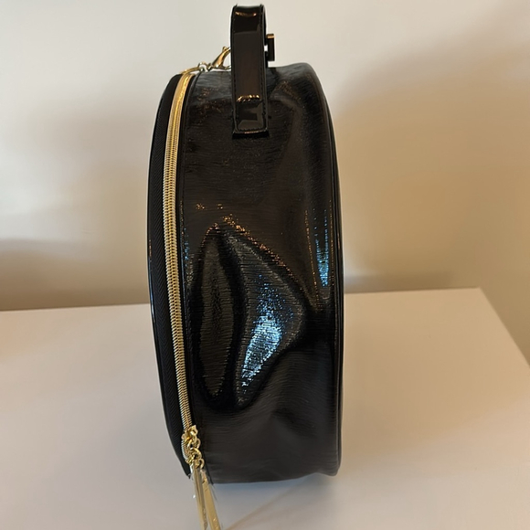 LANCÔME train case travel case cosmetic Bag toiletries bag black patent zipper - Picture 5 of 15